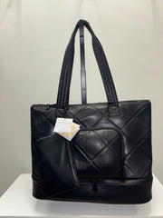 Max Studio 20 Inch Lamby Diamond Quilted Drop Bottom Weekender Duffle Bag Robin Boutique