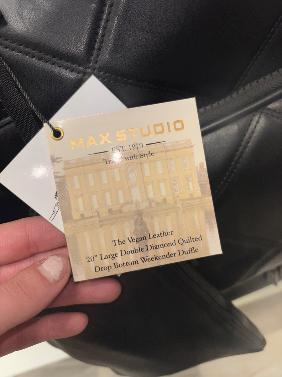 Max Studio 20 Inch Lamby Diamond Quilted Drop Bottom Weekender Duffle Bag Robin Boutique