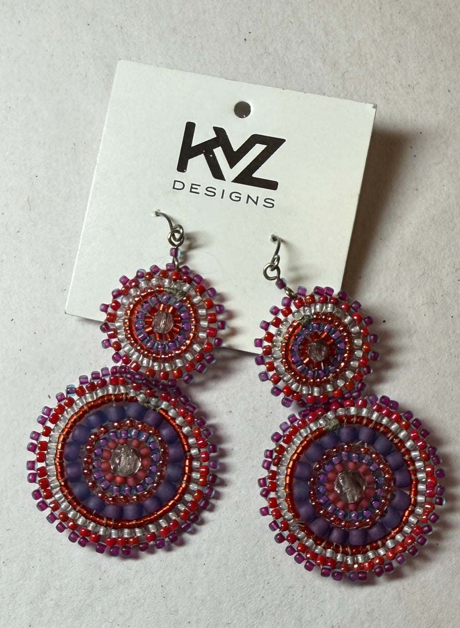 Statement, light-catching beaded earring -Berry by KVZ Robin Boutique