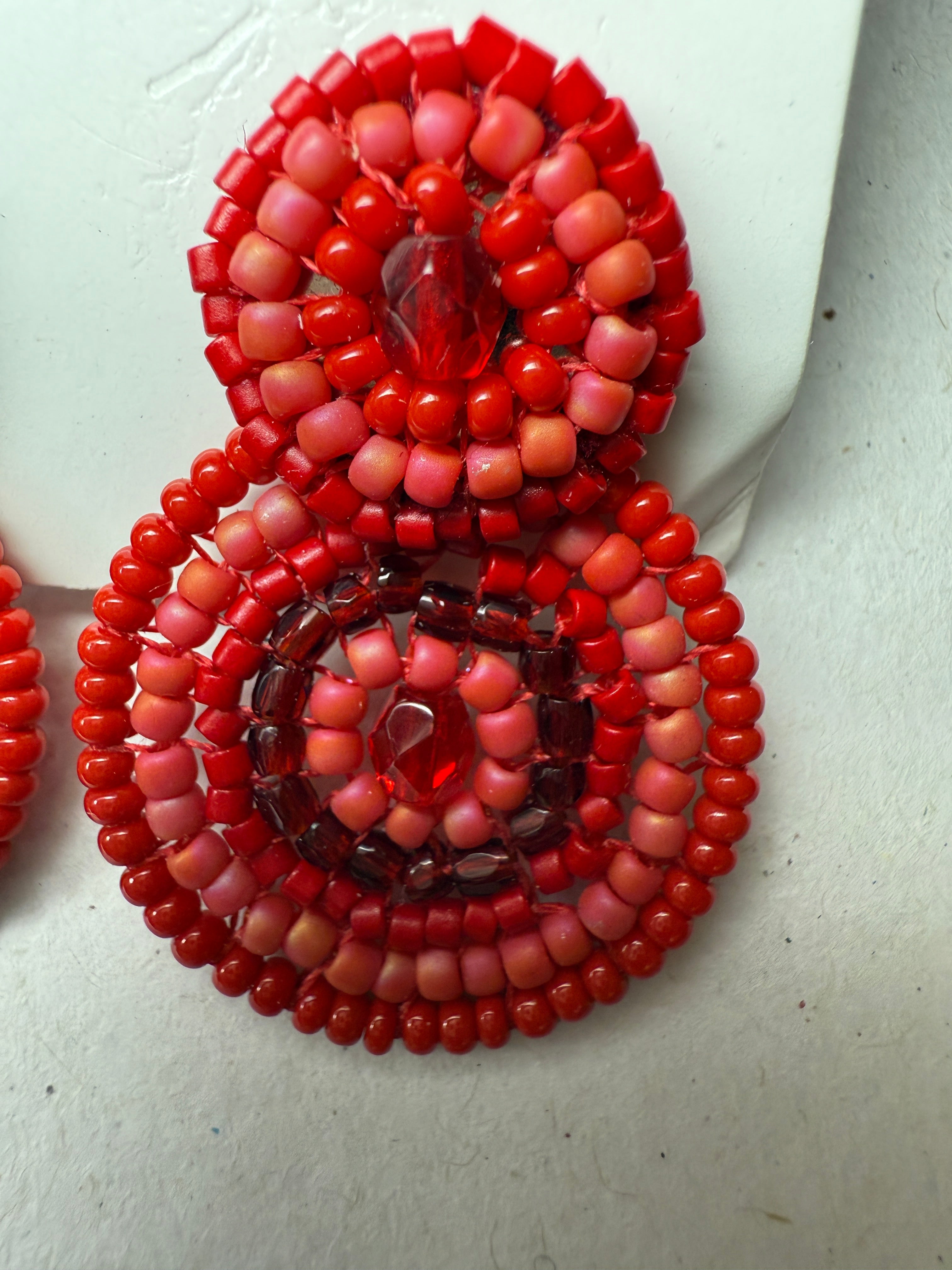 Statement, Red double beaded earring -by KVZ Rlobin Boutique
