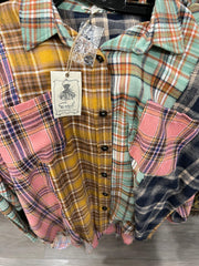 Easel PLAID MIX N MATCH BUTTON DOWN SHIRT - Robin Boutique-Boutique 