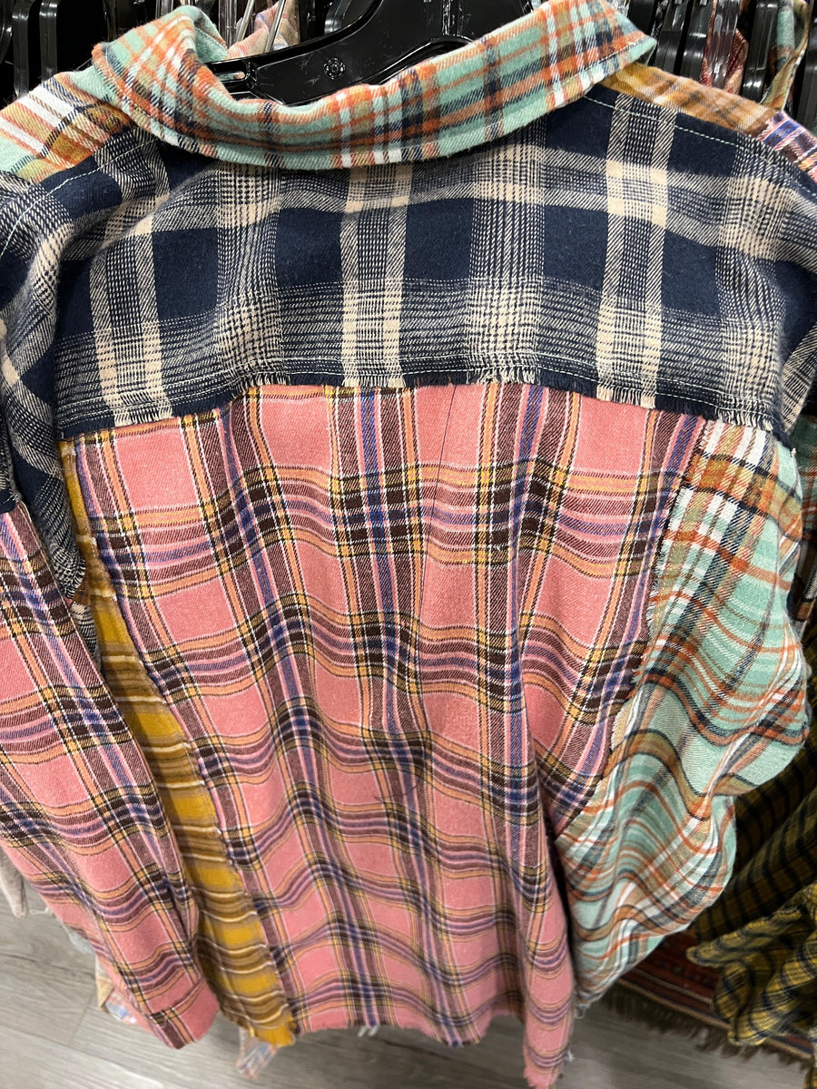 Easel PLAID MIX N MATCH BUTTON DOWN SHIRT - Robin Boutique-Boutique 