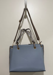 Pleather Tote Handbag with Side Weaving Details