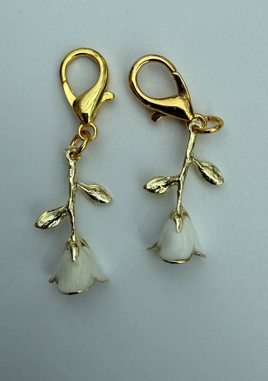 Stemmed White Rose Charm