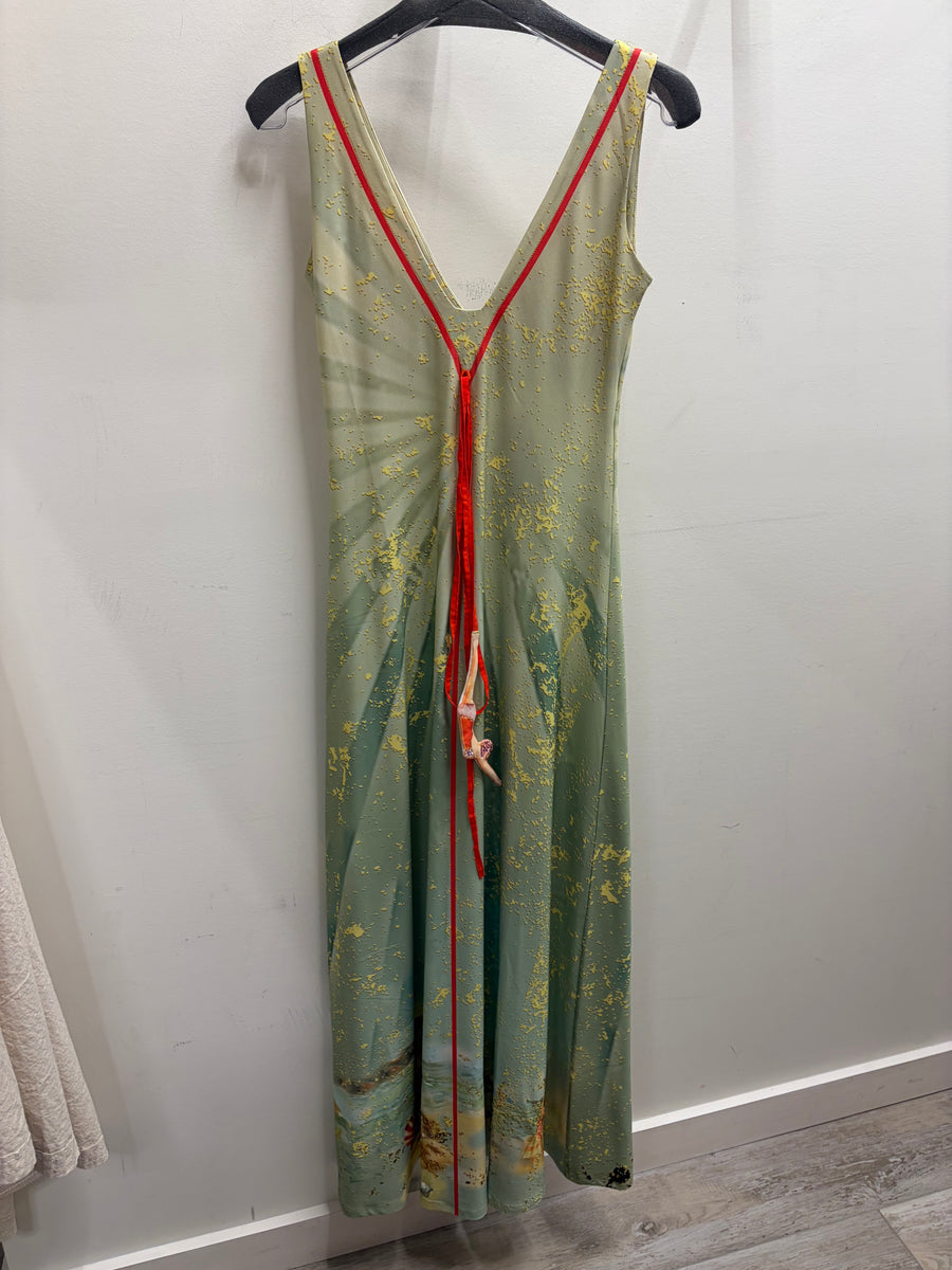 Painted Skies Maxi Low V Dress by IPNG Design
