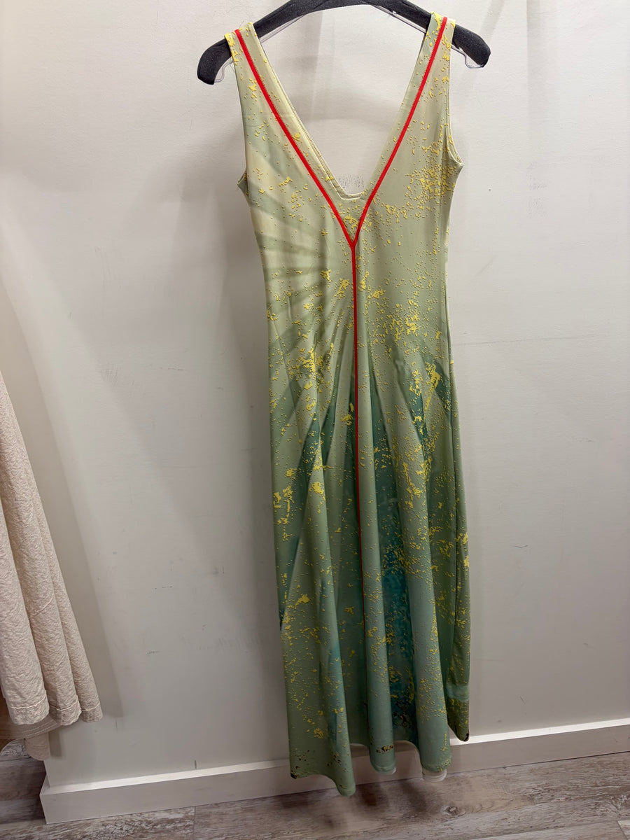 Painted Skies Maxi Low V Dress by IPNG Design