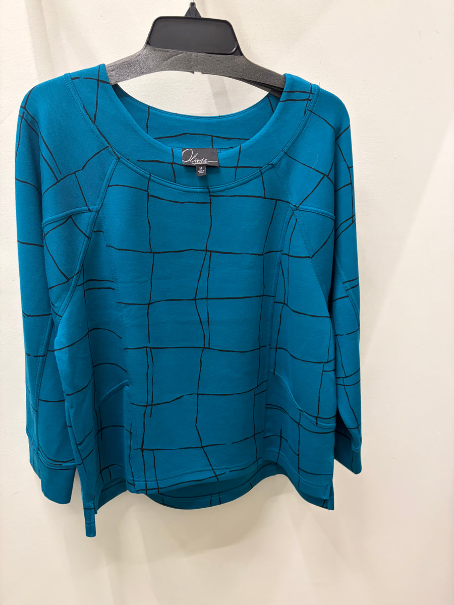 Feather Lux Knit Print Pullover by Olivia