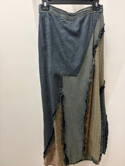 Western Boho Patch Denim Skirt by Young Threads