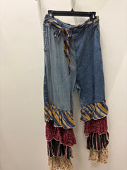 Mixed Print Ruffle Flare Pants by Young Threads