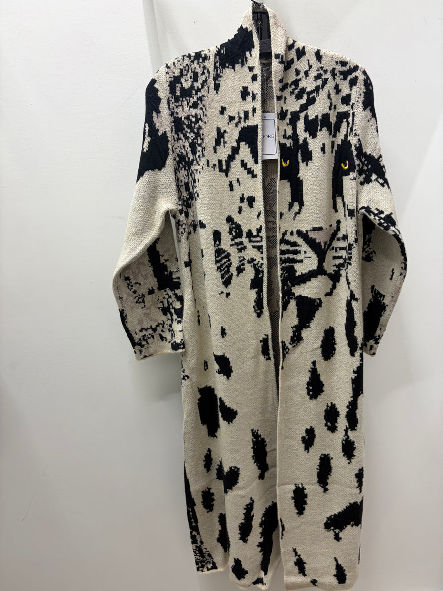 Leopard Print Sweater Duster by Adore