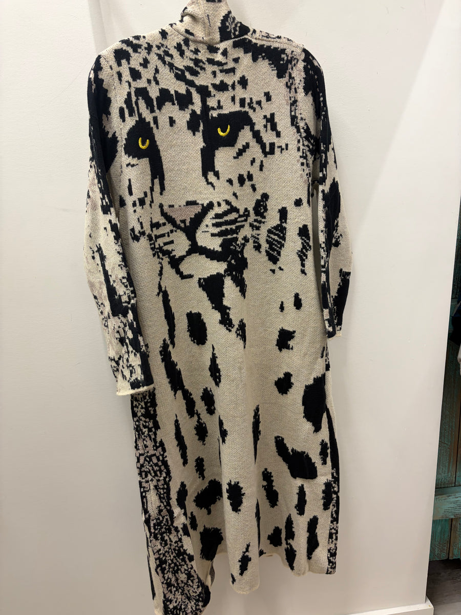 Leopard Print Sweater Duster by Adore
