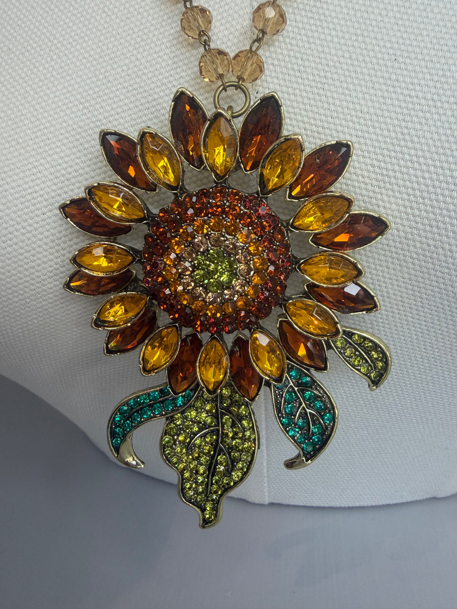 Rhinestone Sunflower Necklace by Gina