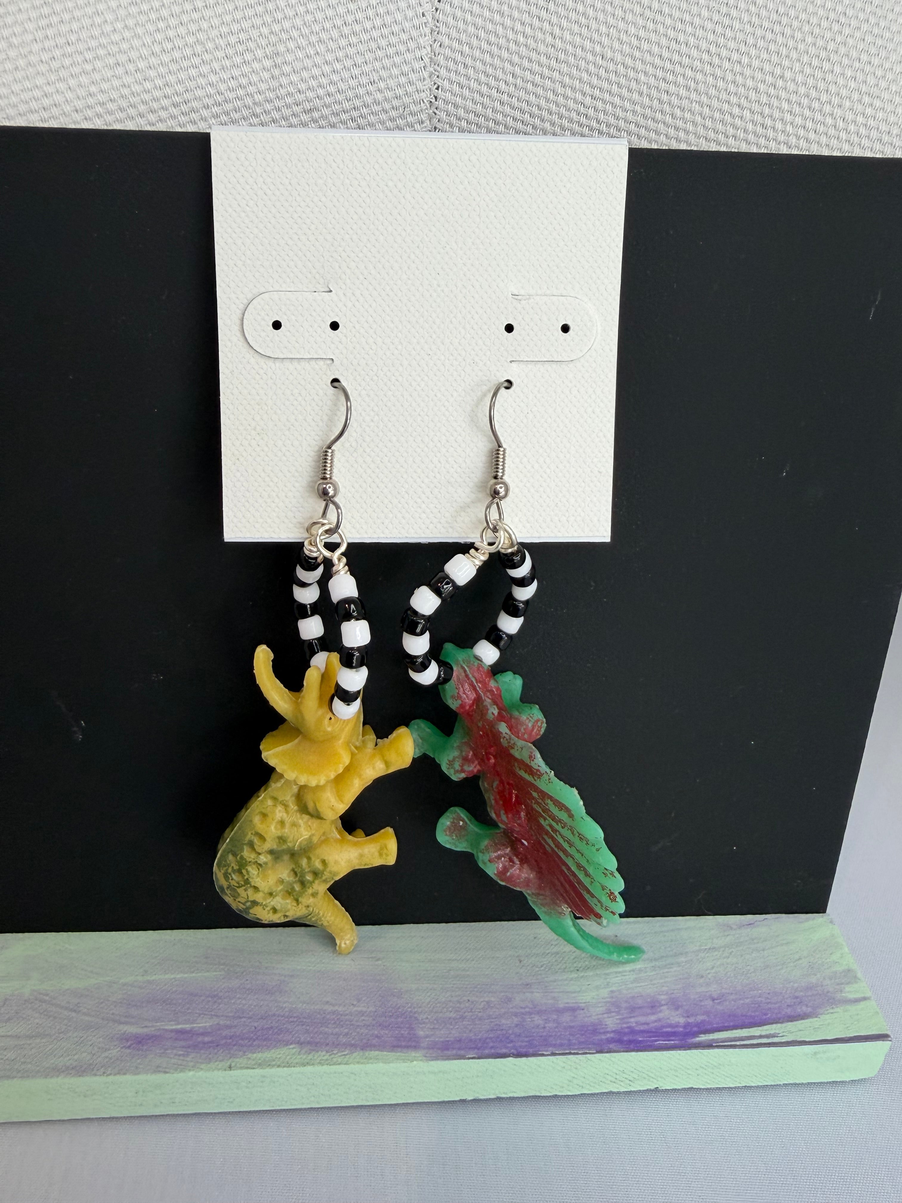 Beaded Dino Dangle Earrings by The Vintage Jewel