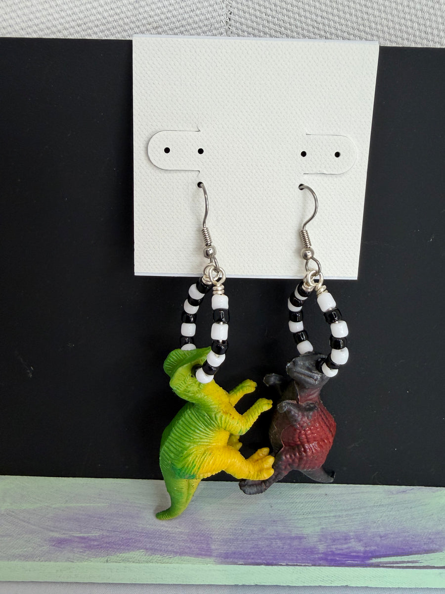 Beaded Dino Dangle Earrings by The Vintage Jewel