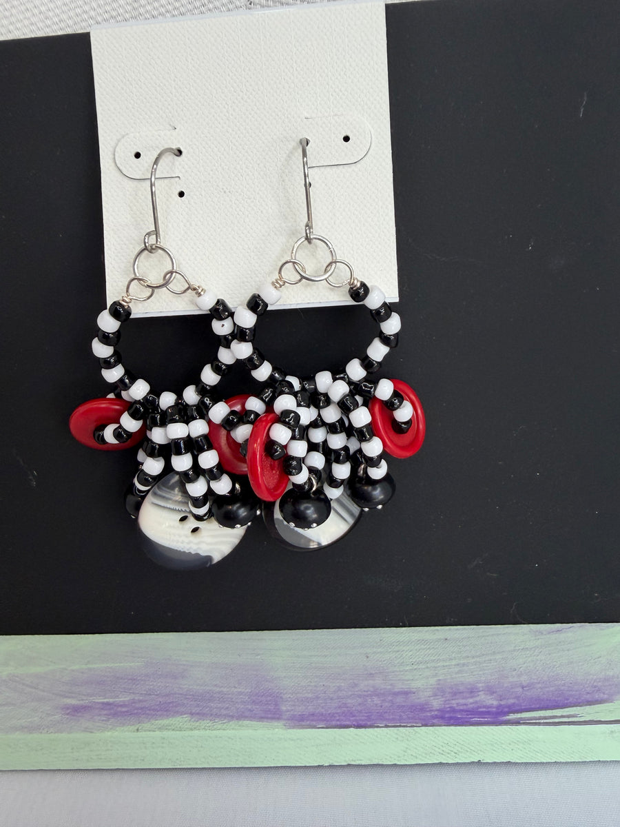 Black & White Multi Button Earrings by The Vintage Jewel