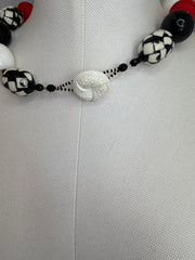 Vintage Black,White&Red Chunky Necklace by The Vintage Jewel