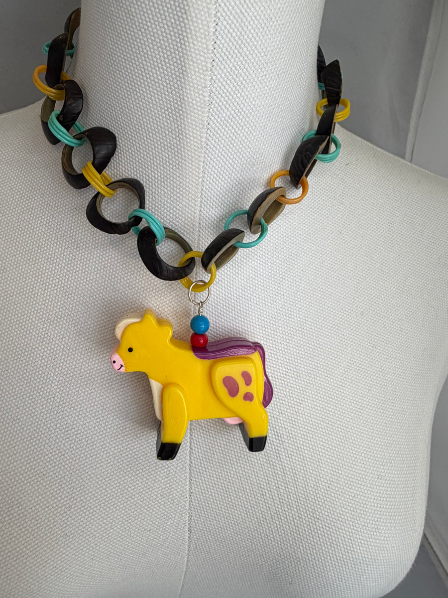 Vintage Toy Cow Pendant Necklace by The Vintage Jewel