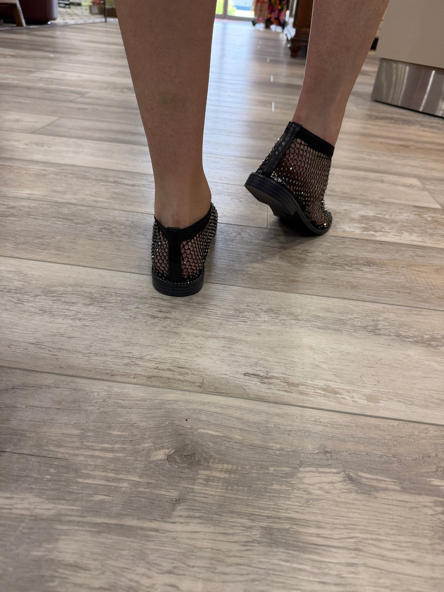 Sable Mesh Shoes in black fishnet back view - Robin Boutique 