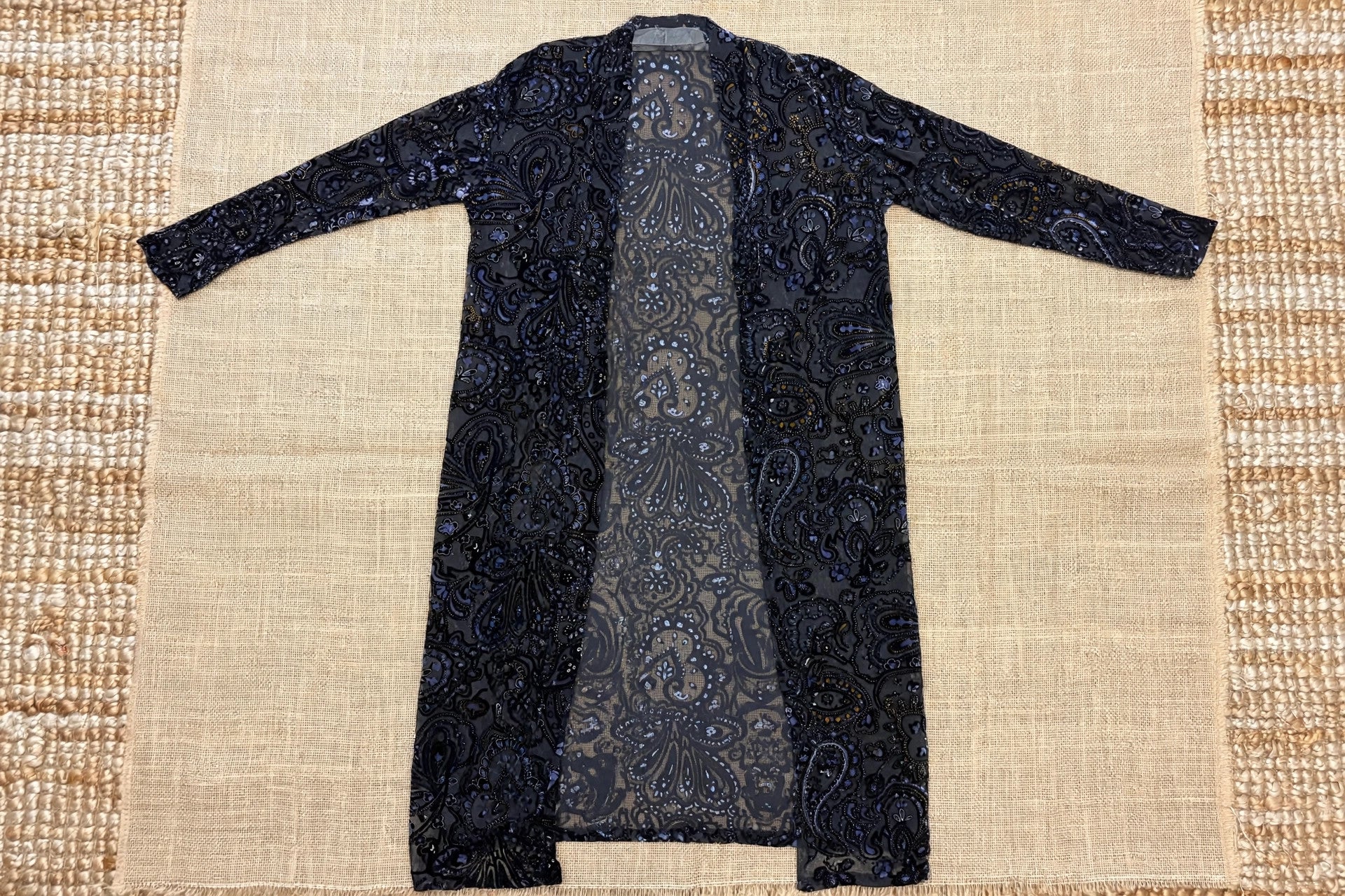 Midnight Paisley Burnout Velvet Duster by Adore