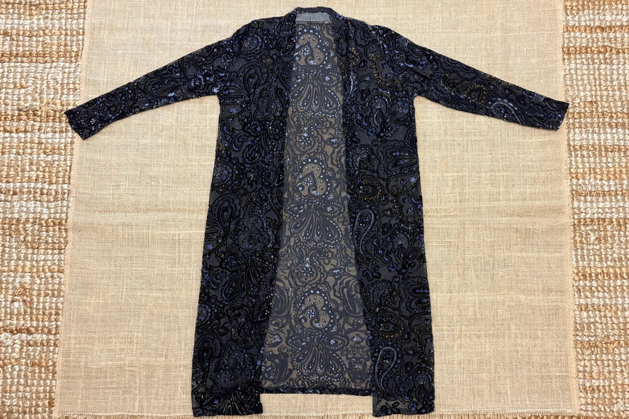 Midnight Paisley Burnout Velvet Duster by Adore