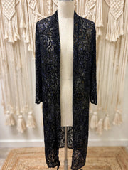 Midnight Paisley Burnout Velvet Duster by Adore