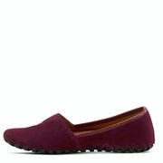 Side View of Spring Step KATHALETA Leather Slipon Mocassin in Bordeaux Suede - Robin Boutique