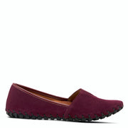 Side View of Spring Step KATHALETA Leather Slipon Mocassin in Bordeaux Suede - Robin Boutique