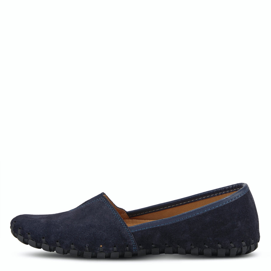 Spring Step KATHALETA Leather Slipon Mocassin in Navy Suede side view Robin Boutique