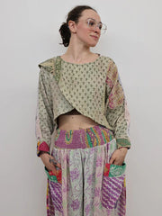 Pareo Kantha In Bloom Cropped Pullover #032 by Kantha Bae