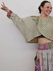 Pareo Kantha In Bloom Cropped Pullover #032 by Kantha Bae