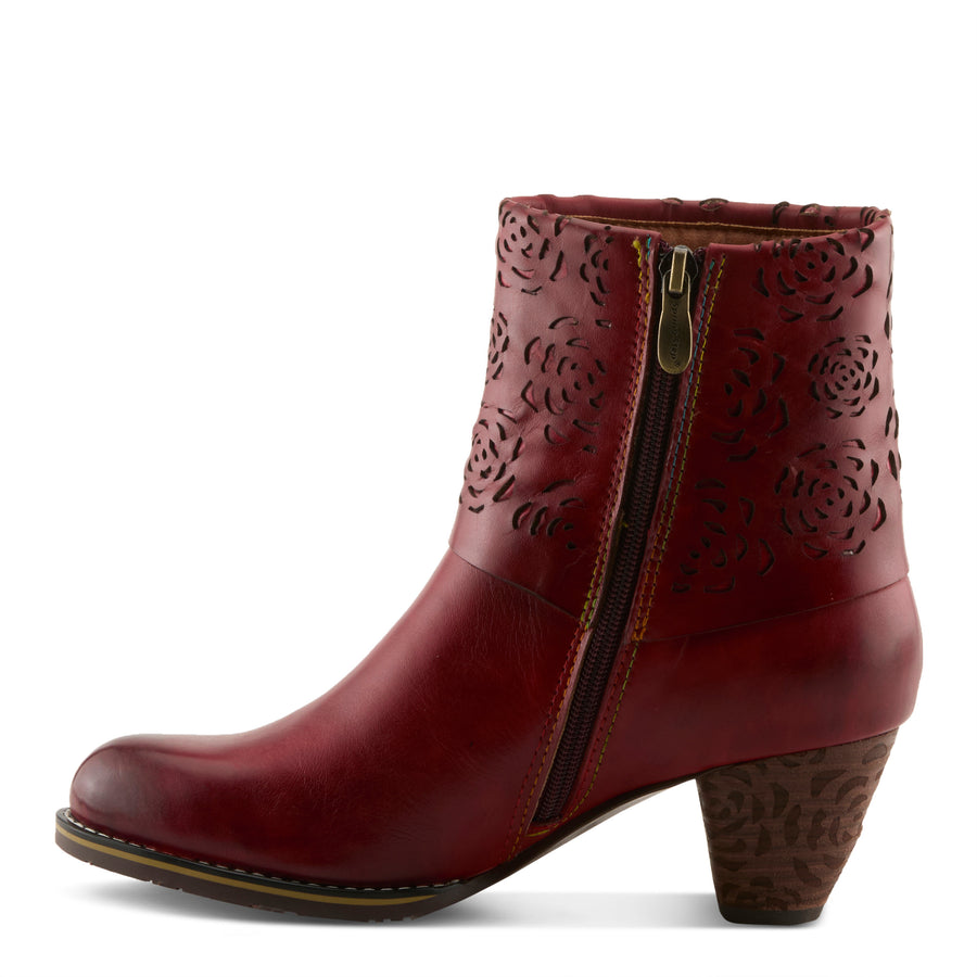 L'Artiste Kissofarose Boots in Dark Red Side View - Robin Boutique