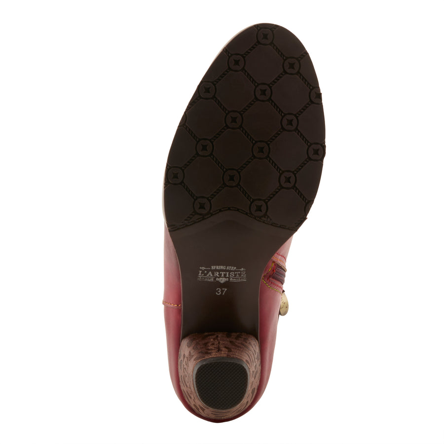 L'Artiste Kissofarose Boots in Dark Red Sole View - Robin Boutique