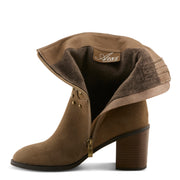Azura LilStudette Boots In Taupe Open Zip View - Robin Boutique