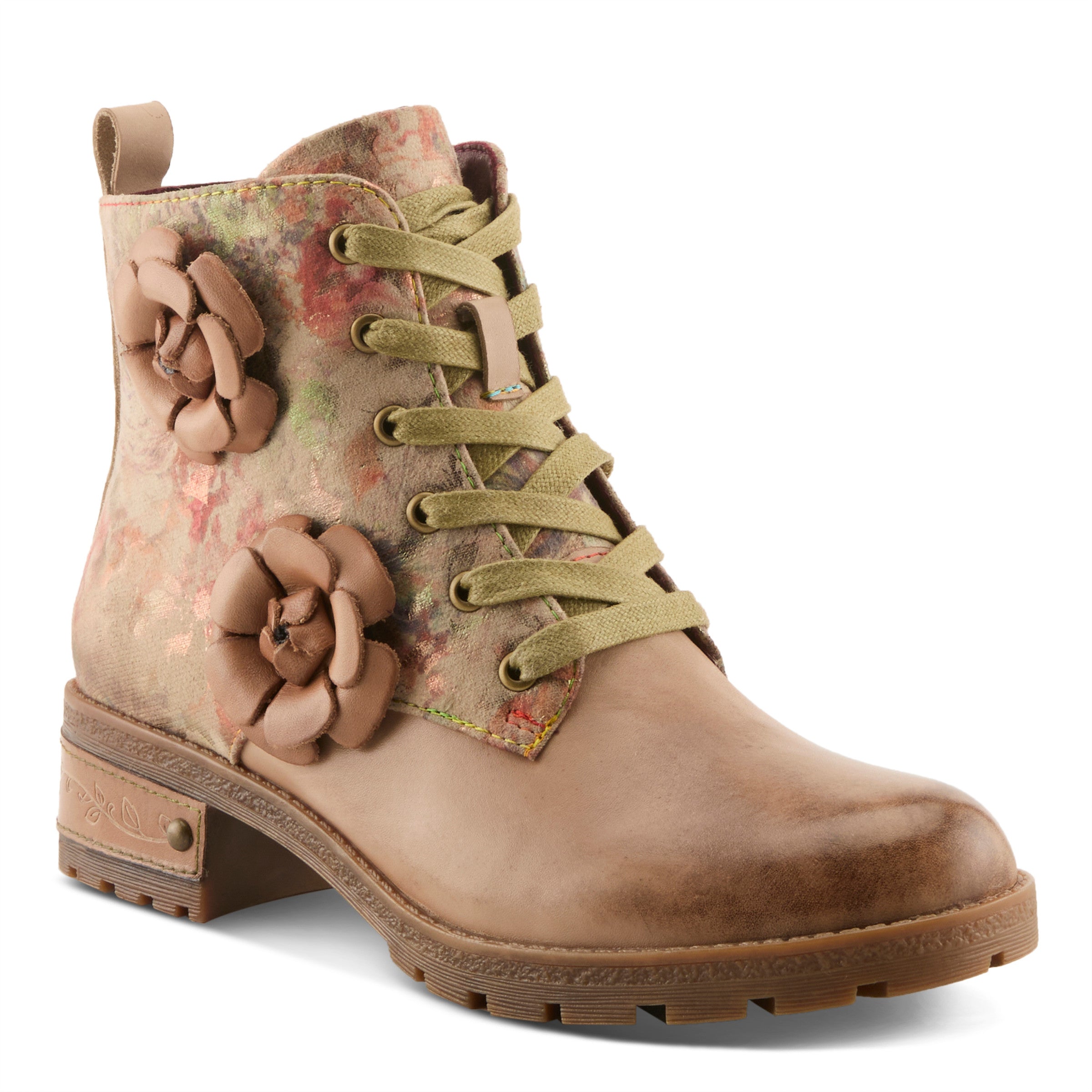 L'Artiste Martinela Boots in Beige Multi Side View - Robin Boutique