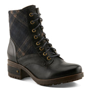 L'Artiste Marty Plaid Boots In Black Multi Front Side View - Robin Boutique