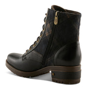L'Artiste Marty Plaid Boots In Black Multi Back Side View - Robin Boutique