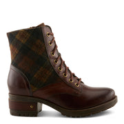 L'Artiste Marty Plaid Boots In Brown Multi Side View - Robin Boutique