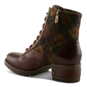 L'Artiste Marty Plaid Boots In Brown Multi Back Side View - Robin Boutique