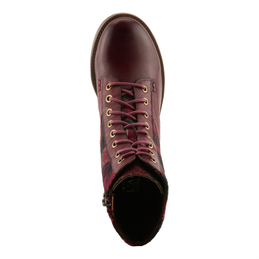 L'Artiste Marty Plaid Boots In Red Multi Top View - Robin Boutique