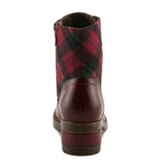 L'Artiste Marty Plaid Boots In Red Multi Back View - Robin Boutique