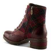 L'Artiste Marty Plaid Boots In Red Multi Back Side View - Robin Boutique