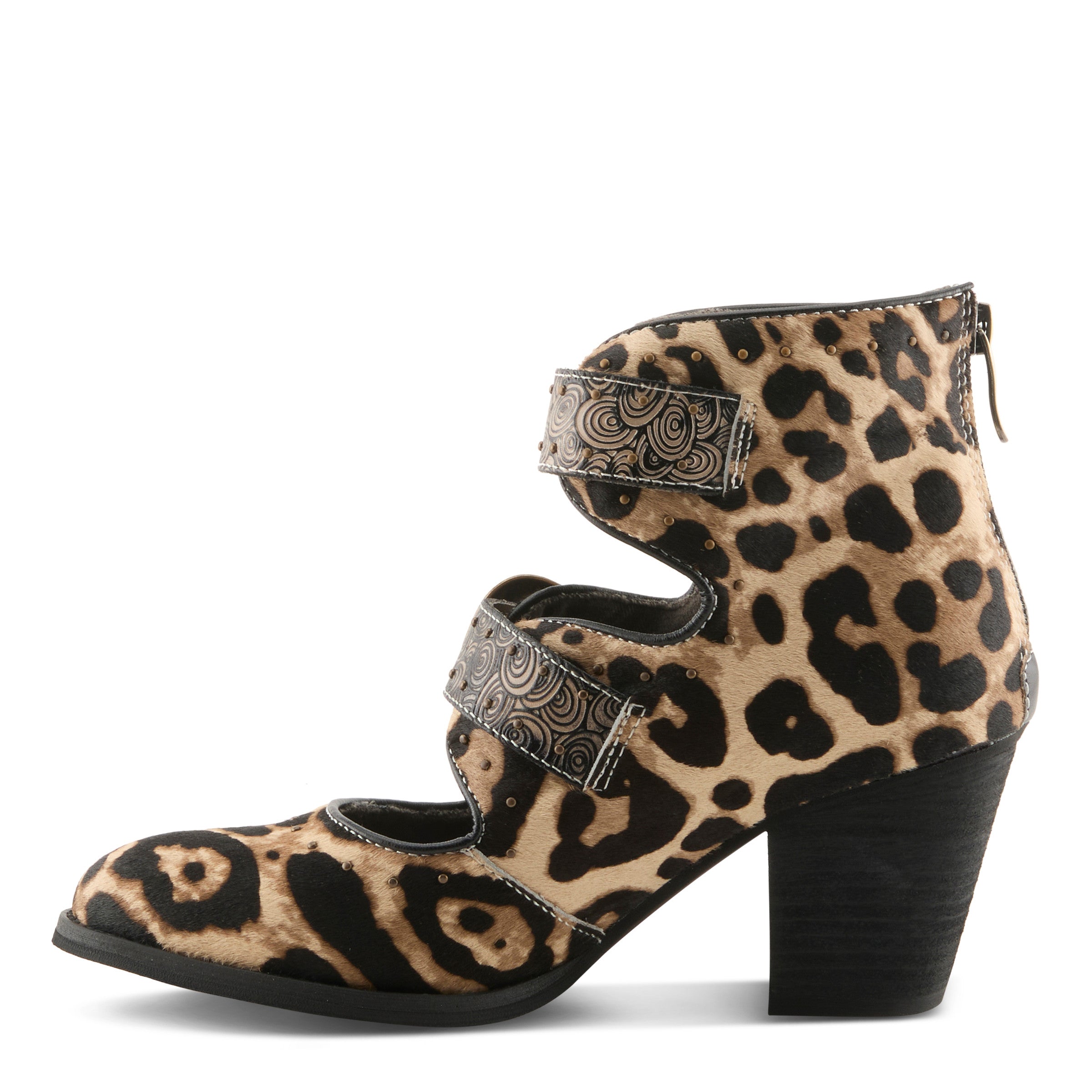 L'Artiste Notched-Leo Boots Side View - Robin Boutique