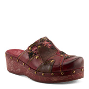 Side View of Olympe Clogs in bordeaux multi - Robin Boutique