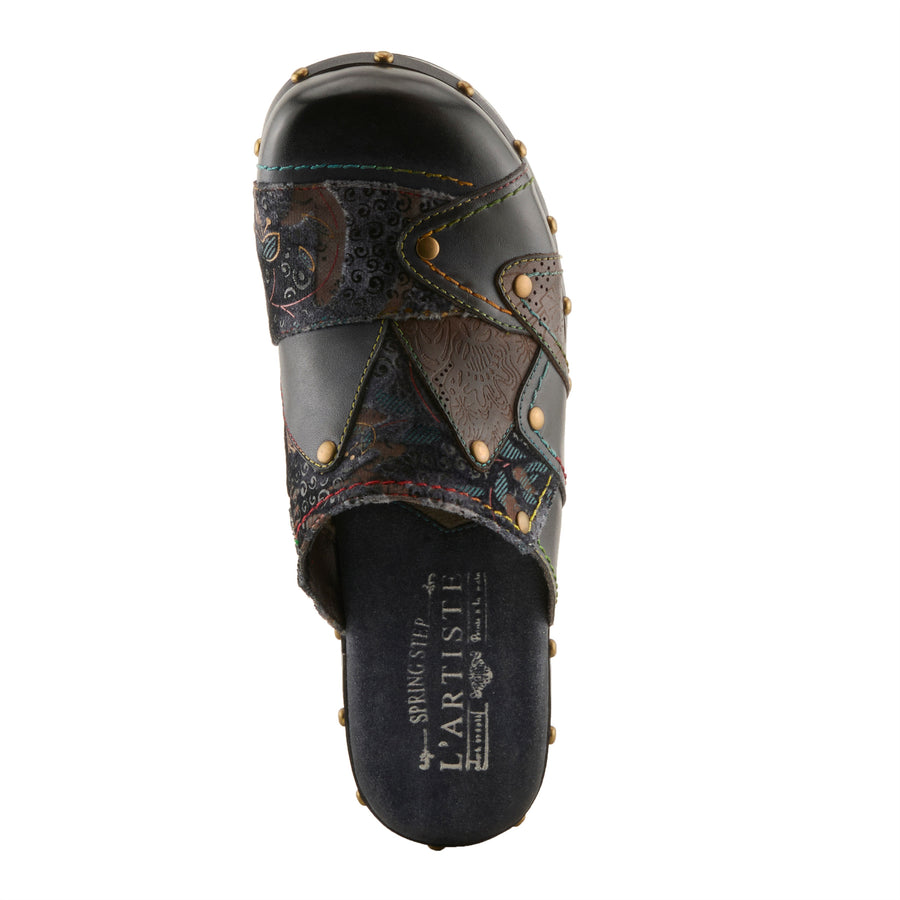 Top View of Olympe Clogs in navy multi - Robin Boutique