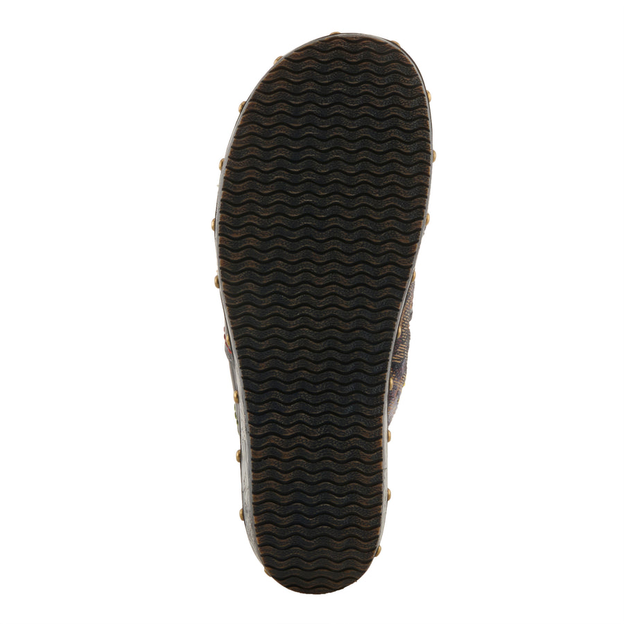 bottom  View of Olympe Clogs in navy multi - Robin Boutique