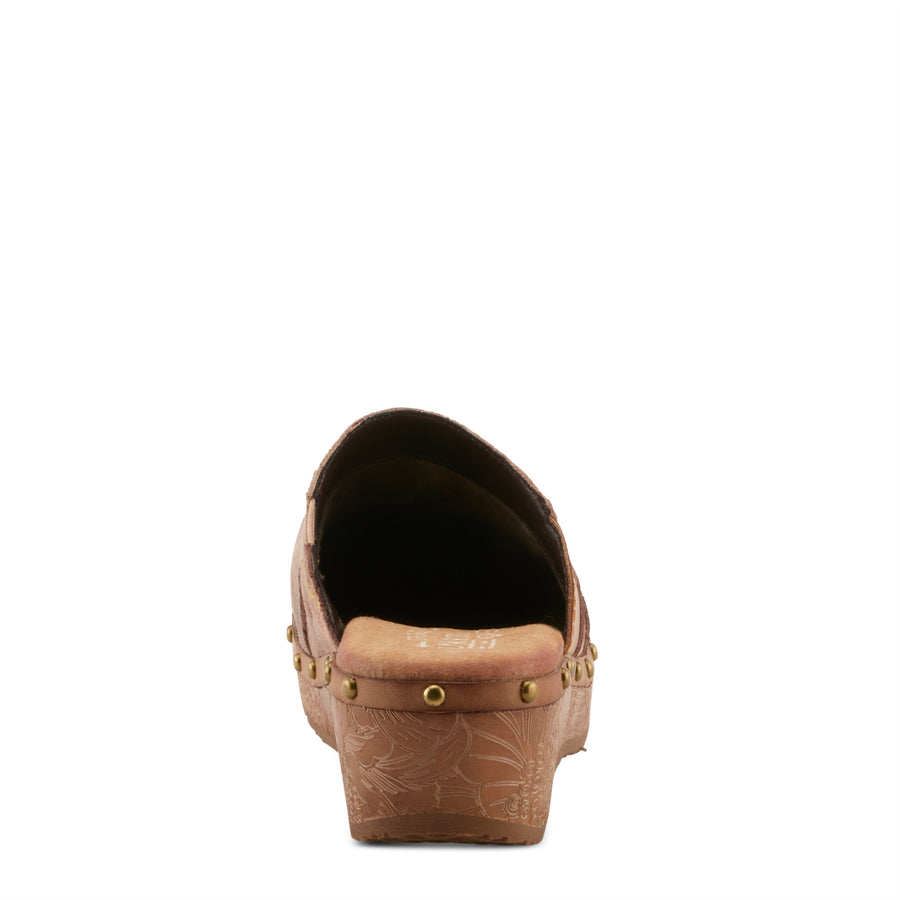 Back View of Olympe Clogs in tan multi - Robin Boutique