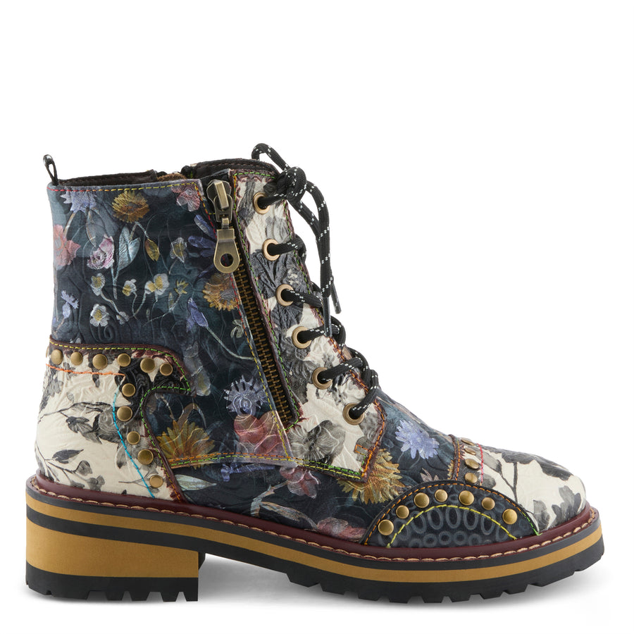 L'Artiste Rugup-Flower Laceup Booties