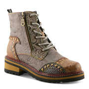 L'Artiste Rugup Laceup Boots Beige Multi Color Robin Boutique
