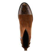 Salacia Boots By Azura in Cognac top view - Robin Boutique