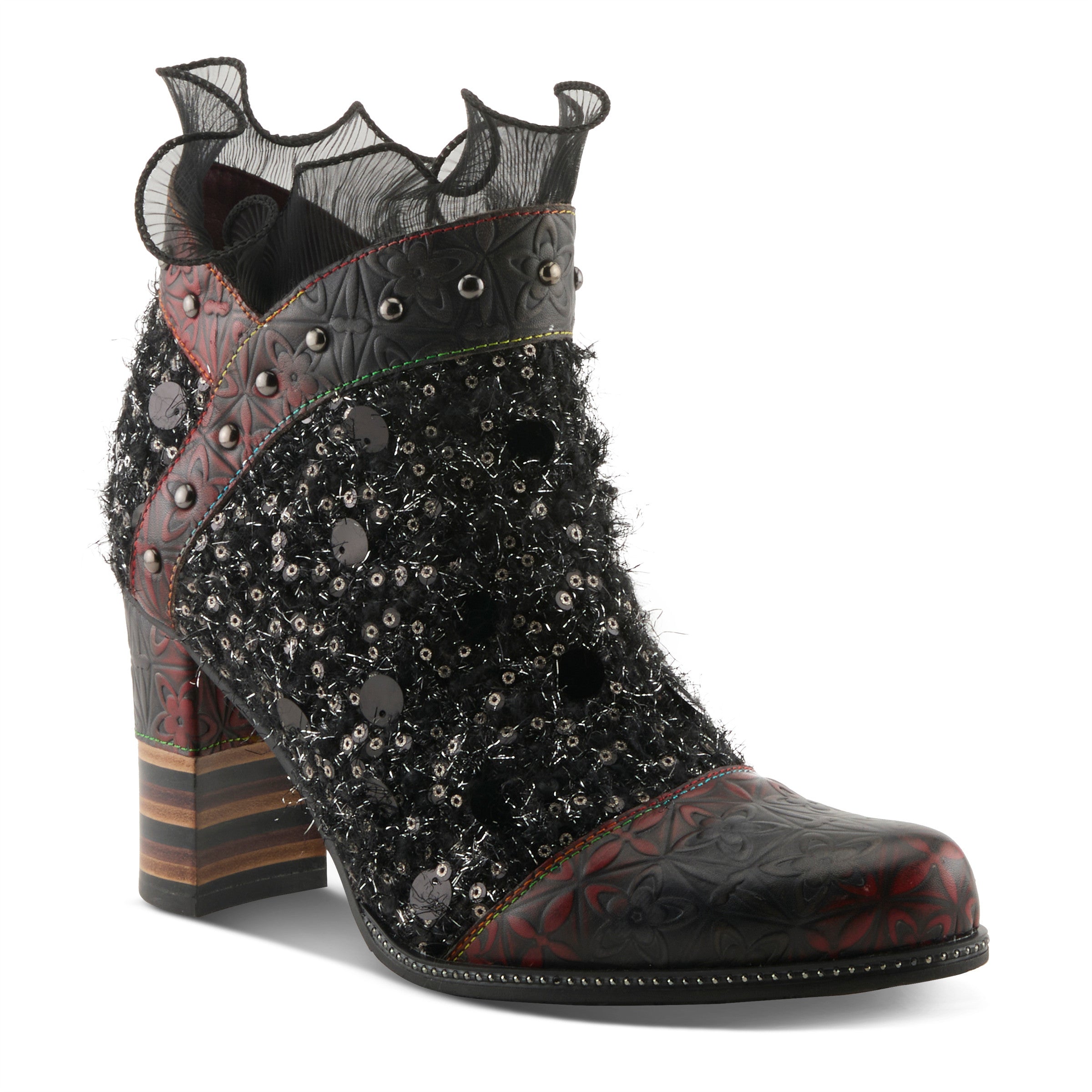 L'Artiste Seeherquin Boots in Black Multi Front View - Robin Boutique